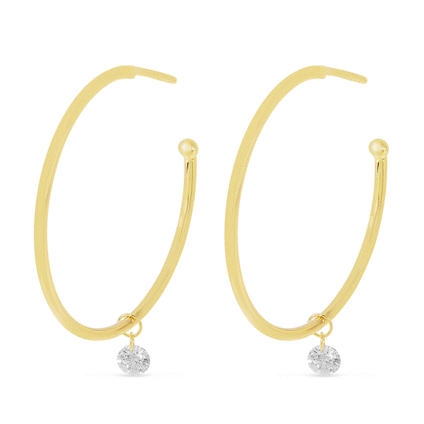 14k Yellow Gold Diamond Hoop Earrings Dickinson Jewelers Dunkirk, MD