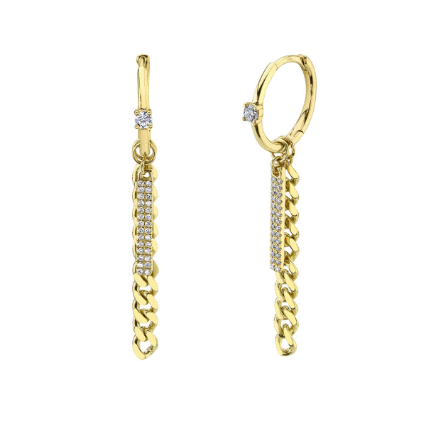 14k Yellow Gold Diamond Dangle Huggie Earrings Dickinson Jewelers Dunkirk, MD