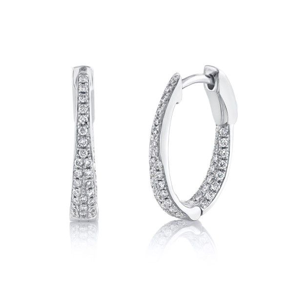14k White Gold Diamond Hoop Earrings Dickinson Jewelers Dunkirk, MD