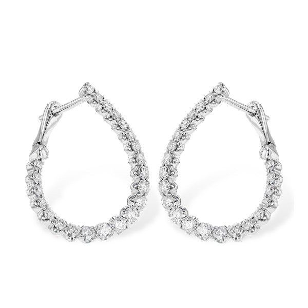 14k White Gold Diamond Hoop Earrings Dickinson Jewelers Dunkirk, MD