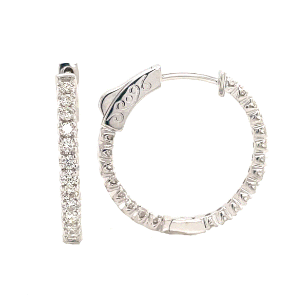 14k White Gold Diamond Inside-Out Huggie Earrings Dickinson Jewelers Dunkirk, MD