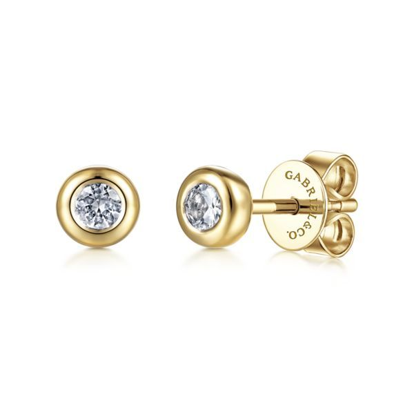 14k Yellow Gold White Sapphire Stud Earrings Dickinson Jewelers Dunkirk, MD