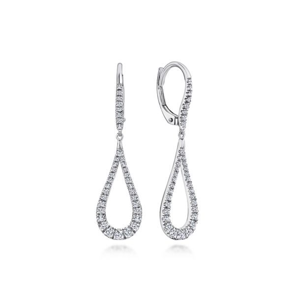 14k White Gold Diamond Dangle Earrings Dickinson Jewelers Dunkirk, MD