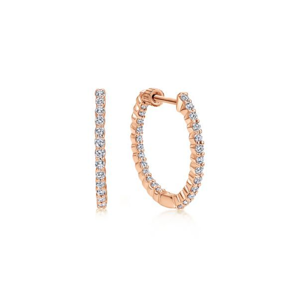 14k Rose Gold Diamond Hoop Earrings Dickinson Jewelers Dunkirk, MD