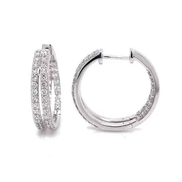 14k White Gold Diamond Huggie Earrings Dickinson Jewelers Dunkirk, MD