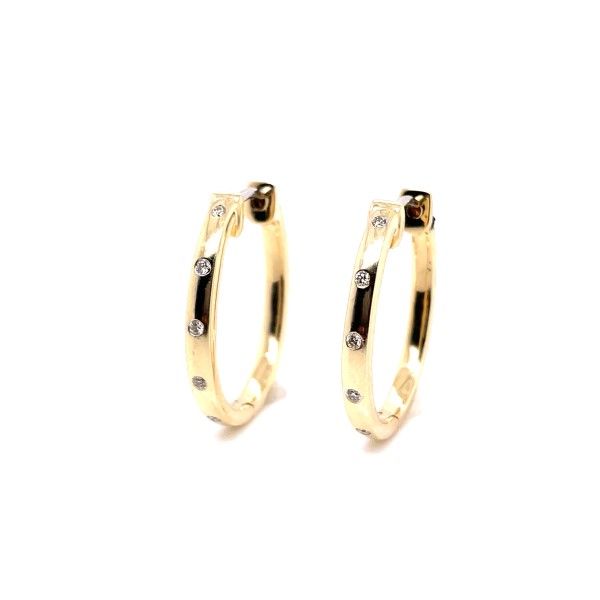 14k Yellow Gold Diamond Hoop Earrings Dickinson Jewelers Dunkirk, MD