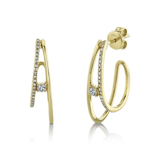 14k Yellow Gold Diamond J-Hoop Earrings Dickinson Jewelers Dunkirk, MD