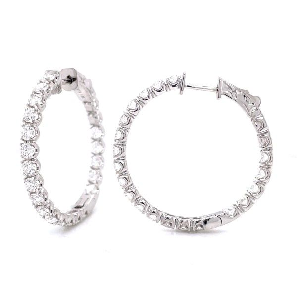 14k White Gold Diamond Inside-Out Hoop Earrings Dickinson Jewelers Dunkirk, MD