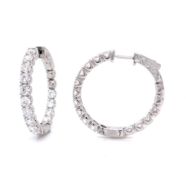 14k White Gold Diamond Inside-Out Hoop Earrings Dickinson Jewelers Dunkirk, MD