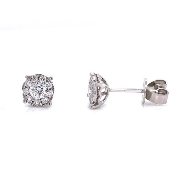 14k White Gold Diamond Cluster Earrings Dickinson Jewelers Dunkirk, MD