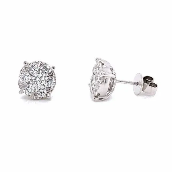 14k White Gold Diamond Cluster Earrings Dickinson Jewelers Dunkirk, MD