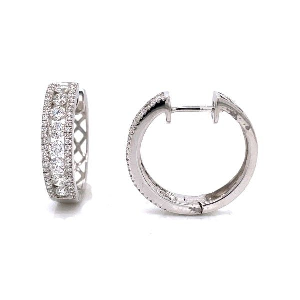 14k White Gold Diamond Hoop Earrings Dickinson Jewelers Dunkirk, MD