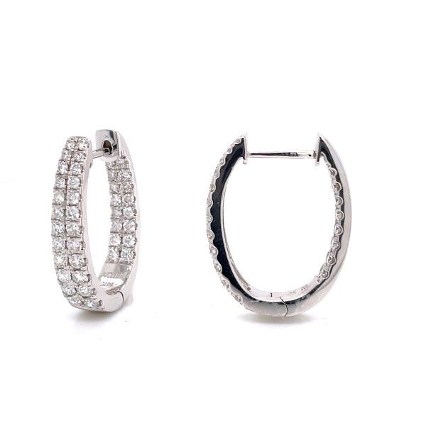 14k White Gold Diamond Inside-Out Hoop Earrings Dickinson Jewelers Dunkirk, MD