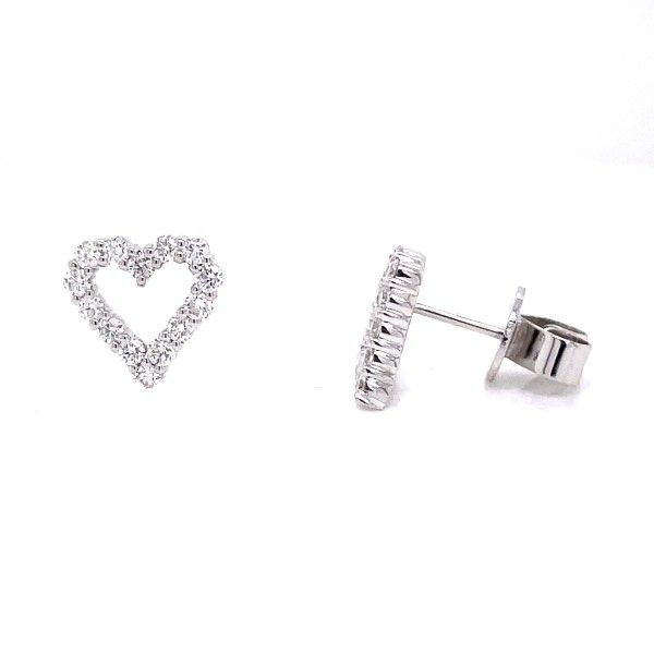 14k White Gold Heart Shaped Diamond Earrings Dickinson Jewelers Dunkirk, MD