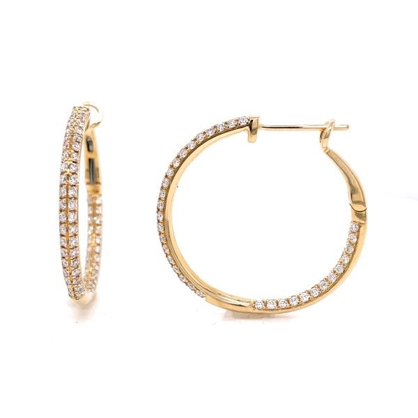 14k Yellow Gold Diamond Inside-Out Hoop Earrings Dickinson Jewelers Dunkirk, MD