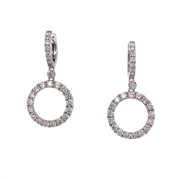 14k White Gold Diamond Huggie Earrings Dickinson Jewelers Dunkirk, MD