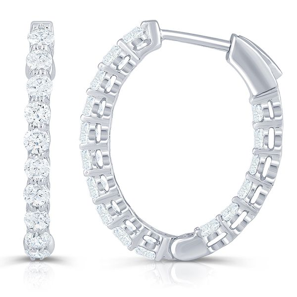 14k White Gold Diamond Inside-Out Hoop Earrings Dickinson Jewelers Dunkirk, MD