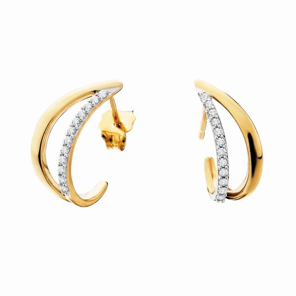 10k Yellow Gold Diamond J-Hoop Earrings Dickinson Jewelers Dunkirk, MD