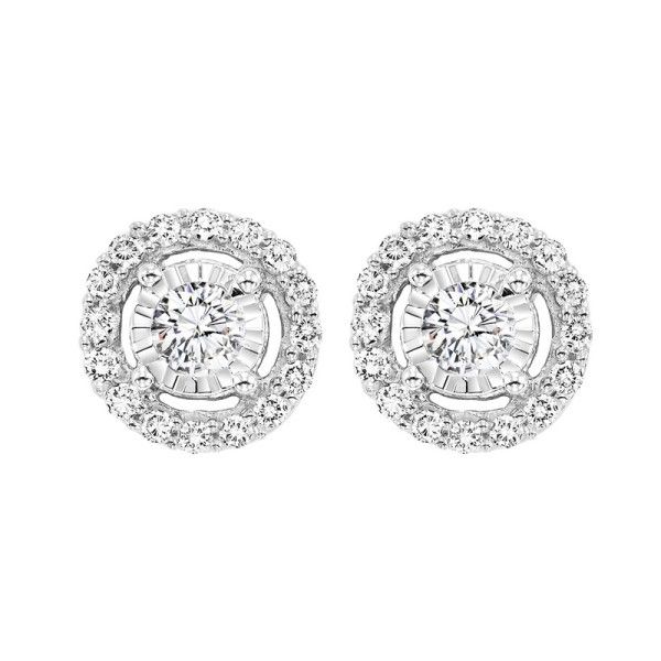 14k White Gold Tru Reflection Diamond Halo Earrings Dickinson Jewelers Dunkirk, MD