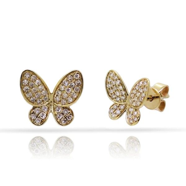 14k Yellow Gold Diamond Butterfly Earrings Dickinson Jewelers Dunkirk, MD