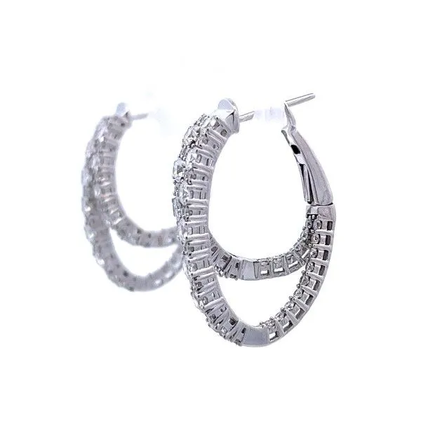 14k White Gold Double Hoop Earrings Image 2 Dickinson Jewelers Dunkirk, MD