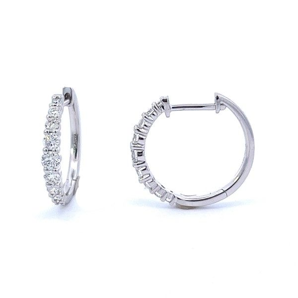 14k White Gold Diamond Hoop Earrings Dickinson Jewelers Dunkirk, MD