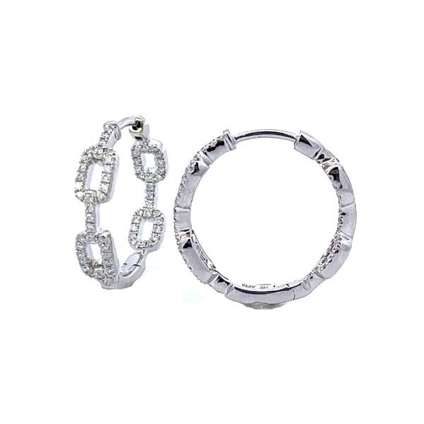 14k White Gold Diamond Huggie Earrings Dickinson Jewelers Dunkirk, MD
