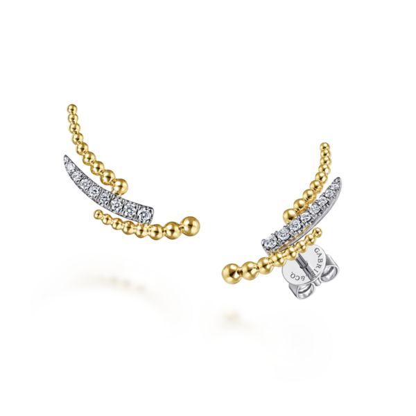 14k Yellow-White Gold Diamond Post Earrings Dickinson Jewelers Dunkirk, MD