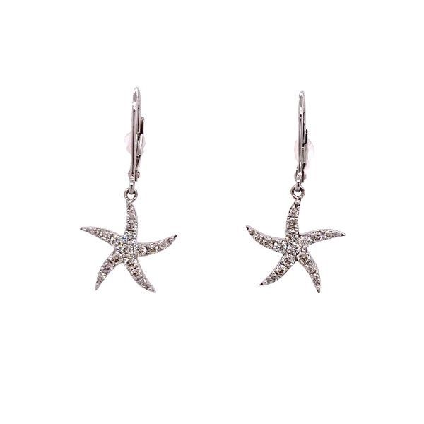 14k White Gold Diamond Starfish Earrings Dickinson Jewelers Dunkirk, MD
