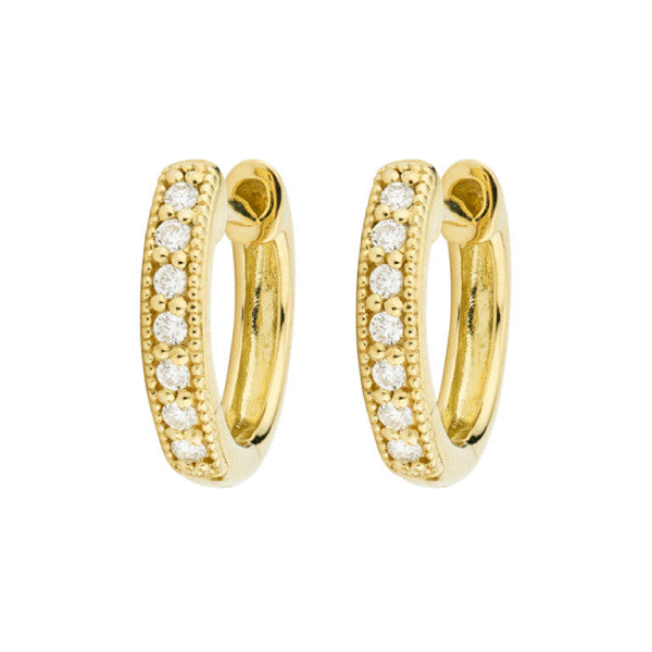 18k Yellow Gold Diamond Huggie Hoop Earrings Dickinson Jewelers Dunkirk, MD