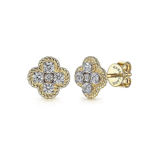 14k Yellow Gold Diamond Clover Earrings Dickinson Jewelers Dunkirk, MD