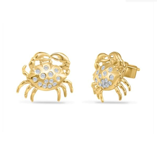 14k Yellow Gold Diamond Crab Earrings Dickinson Jewelers Dunkirk, MD