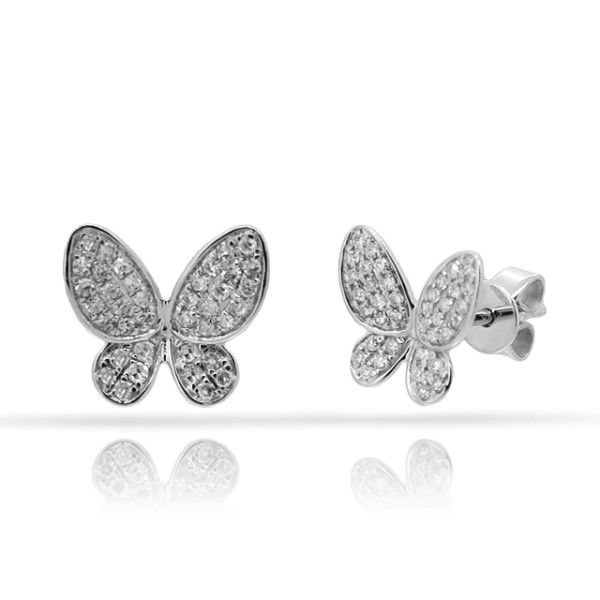 14k White Gold Diamond Butterfly Earrings Dickinson Jewelers Dunkirk, MD