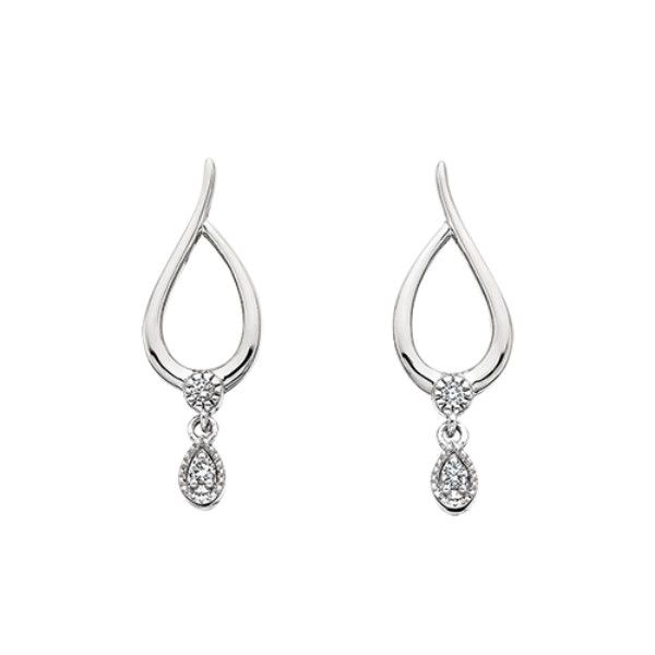 14k White Gold Diamond Drop Earrings Dickinson Jewelers Dunkirk, MD