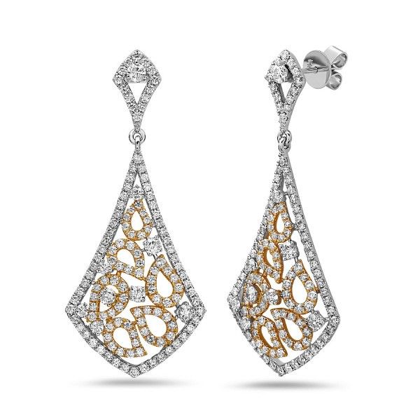 14k Yellow-White Gold Diamond Earrings Dickinson Jewelers Dunkirk, MD