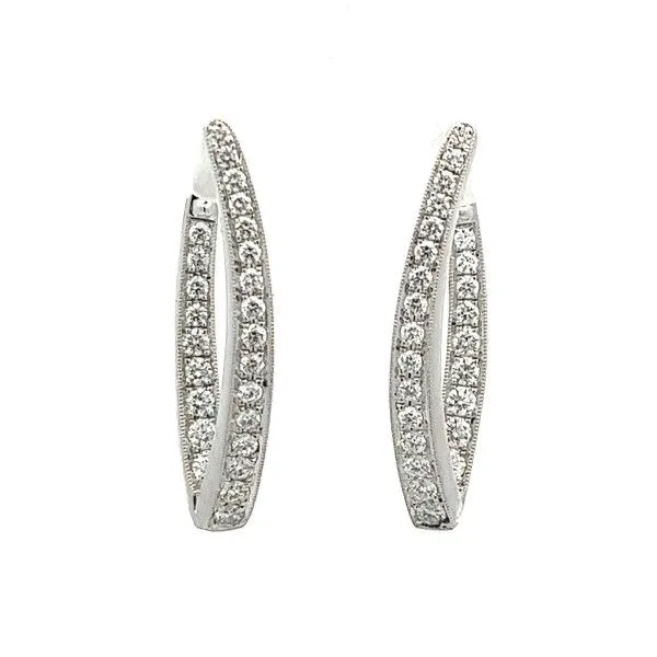 18k White Gold Diamond Hoop Earrings Dickinson Jewelers Dunkirk, MD