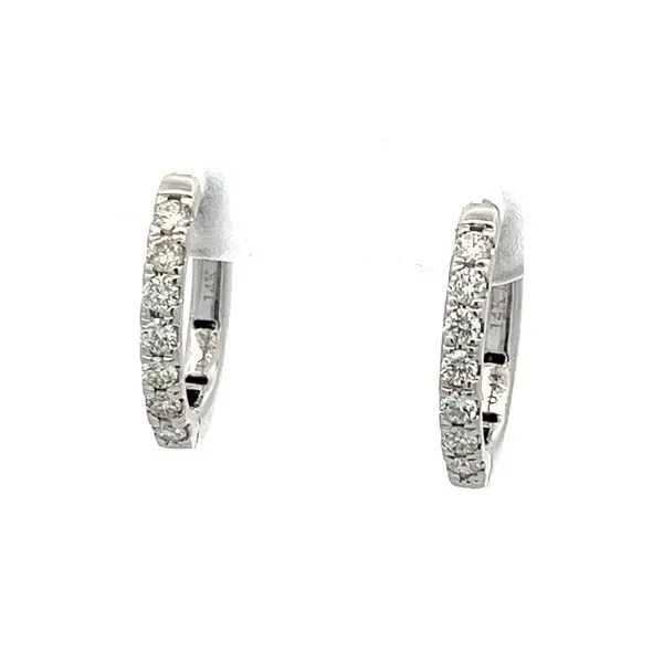 14Kt White Gold Oval Huggie Hoop Earrings Dickinson Jewelers Dunkirk, MD