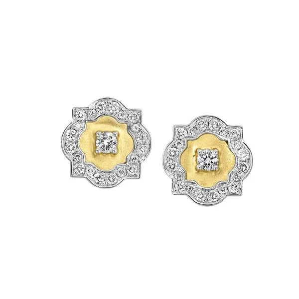 Textured Gold and Diamond Post Earrings Dickinson Jewelers Dunkirk, MD