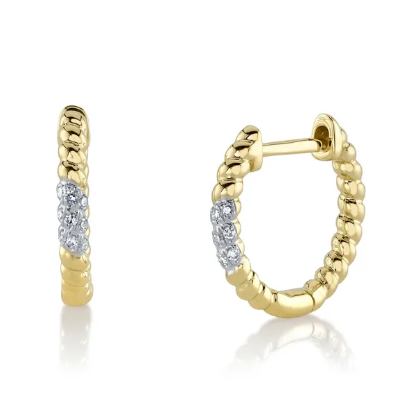14Kt Yellow Twisted Diamond Huggie Hoop Earrings Dickinson Jewelers Dunkirk, MD