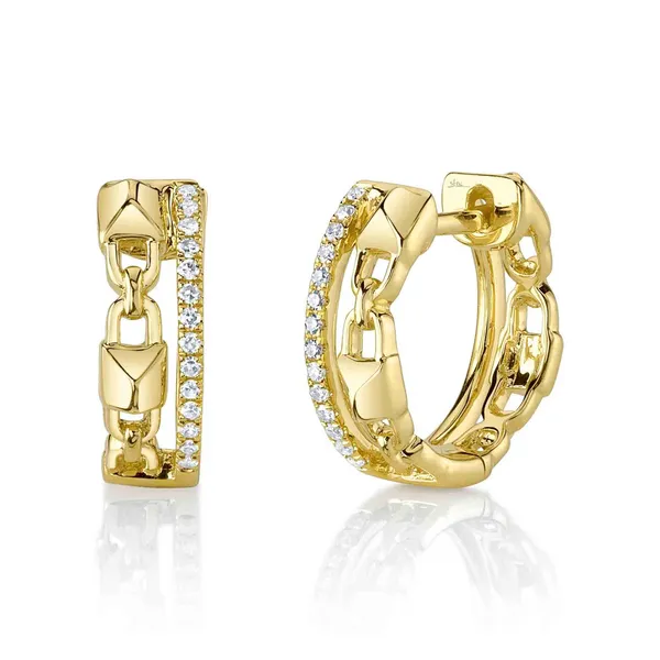 14Kt Yellow Gold Diamond Link Huggie Earrings Dickinson Jewelers Dunkirk, MD
