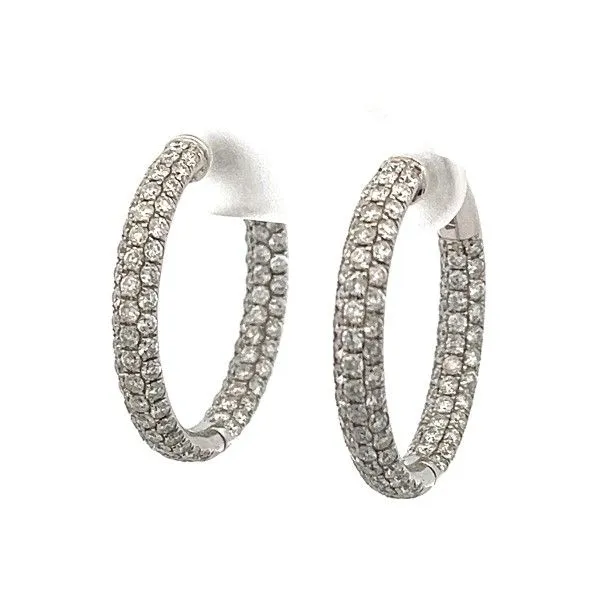 14k White Gold Micro Pave Inside/Out Diamond Hoops Dickinson Jewelers Dunkirk, MD