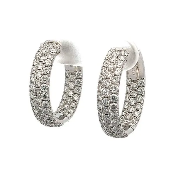 14k White Gold Micro Pave Inside/Out Diamond Hoops Dickinson Jewelers Dunkirk, MD