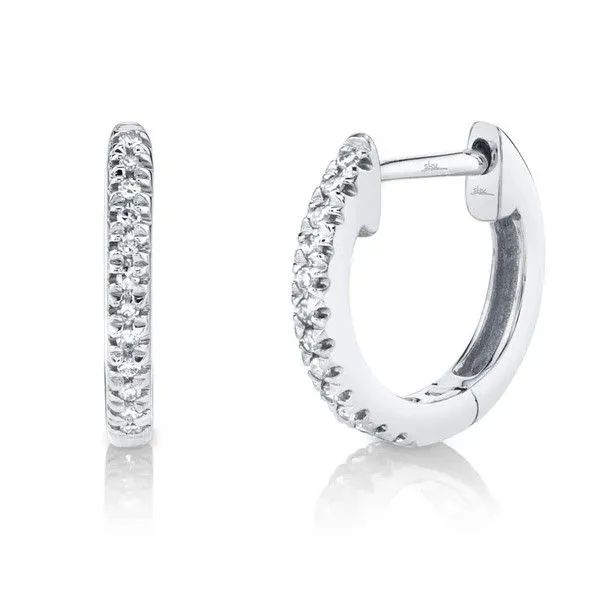 14k White Gold Diamond Huggie Earrings Dickinson Jewelers Dunkirk, MD