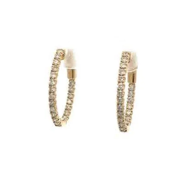 14Kt Yellow Oval Inside/Out Diamond Hoop Earrings Dickinson Jewelers Dunkirk, MD