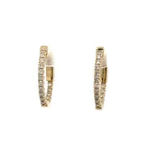 14K Yellow Gold Oval Inside/Out Diamond Huggie Earrings Dickinson Jewelers Dunkirk, MD