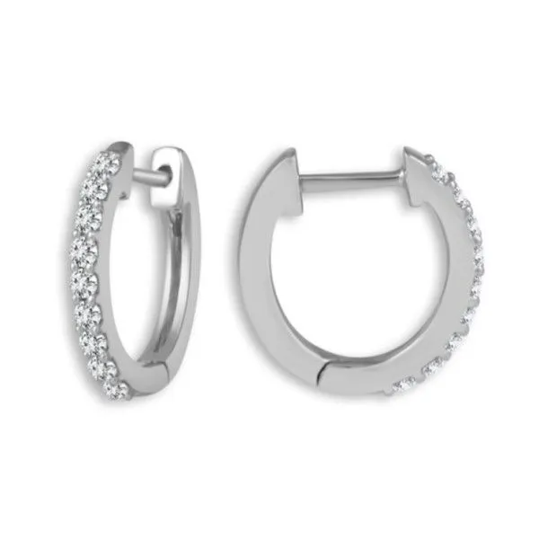 14K White Gold Diamond Oval Hoop Earrings Dickinson Jewelers Dunkirk, MD
