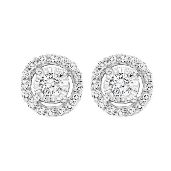 14K White Gold Tru Reflection Diamond Halo Earrings Dickinson Jewelers Dunkirk, MD