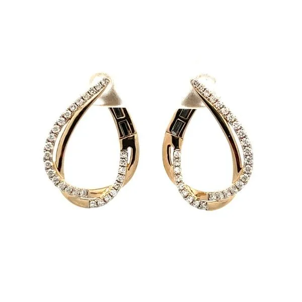 14K Yellow Gold Curved Twisted Teardrop Earrings Dickinson Jewelers Dunkirk, MD