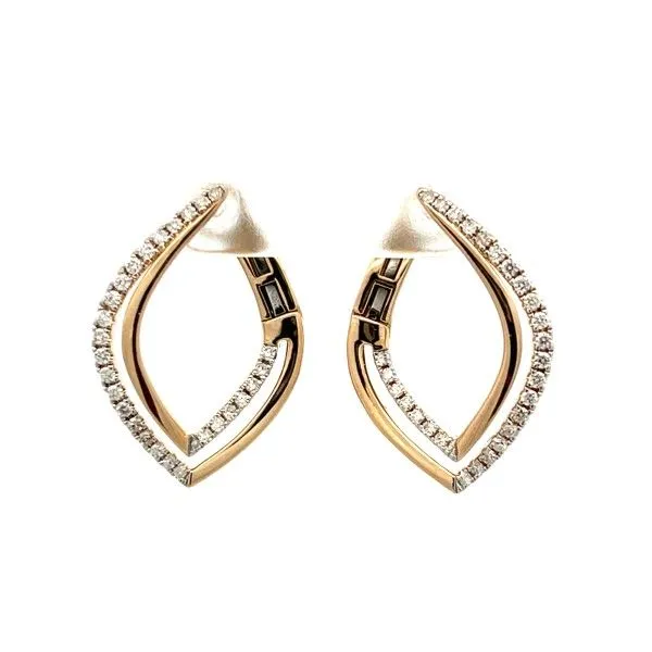 14 Karat Two-Tone Curved Pointed Teardrop Post Omega Back Earrings Dickinson Jewelers Dunkirk, MD