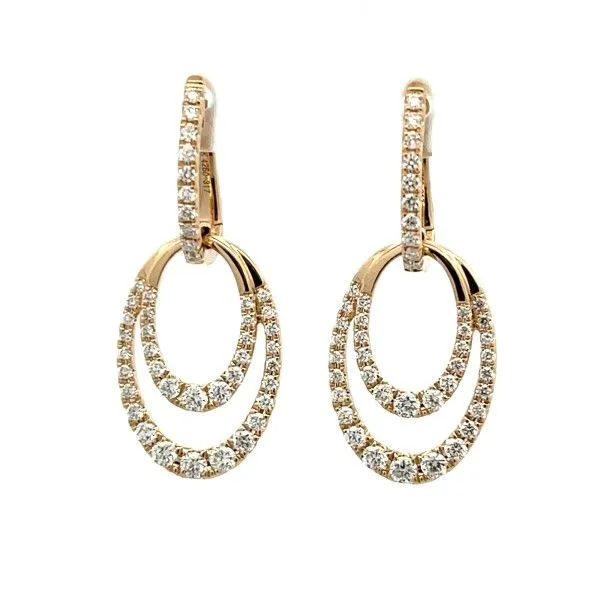 14K Yellow Gold Double Oval Dangle Hoop Earrings Dickinson Jewelers Dunkirk, MD